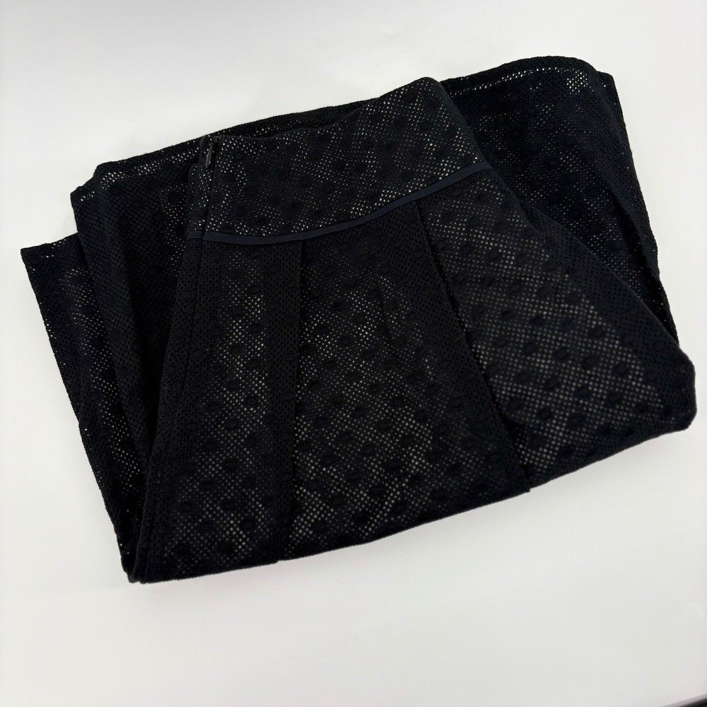 Talbots Petites Black Eyelet‎ Polka Dot A-Line Skirt Size 8P Side Zip